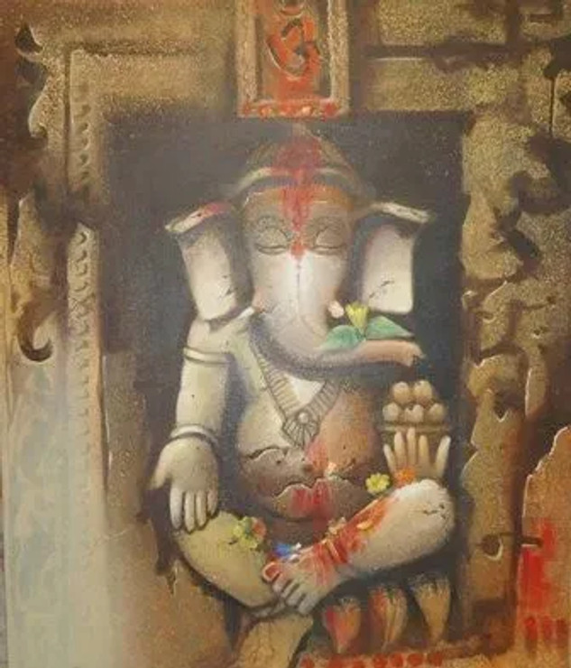 GANAPATI (ART-15797-103513) - Handpainted Art Painting - 30in X 36in