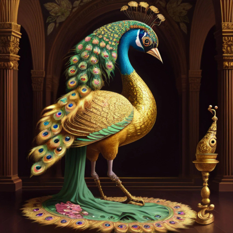 Peacock88 (PRT-9087-103664) - Canvas Art Print - 24in X 24in