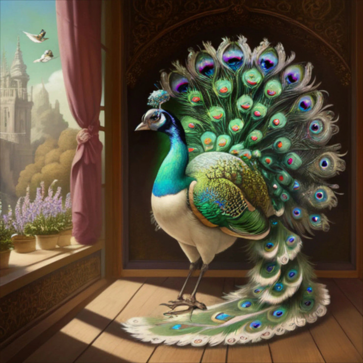 Peacock73 (PRT-9087-103649) - Canvas Art Print - 24in X 24in