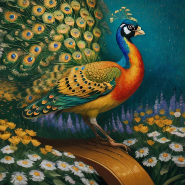 Peacock111 (PRT-9087-103687) - Canvas Art Print - 24in X 24in