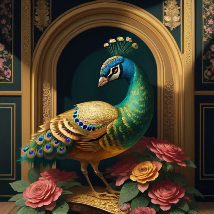 Peacock93 (PRT-9087-103669) - Canvas Art Print - 24in X 24in