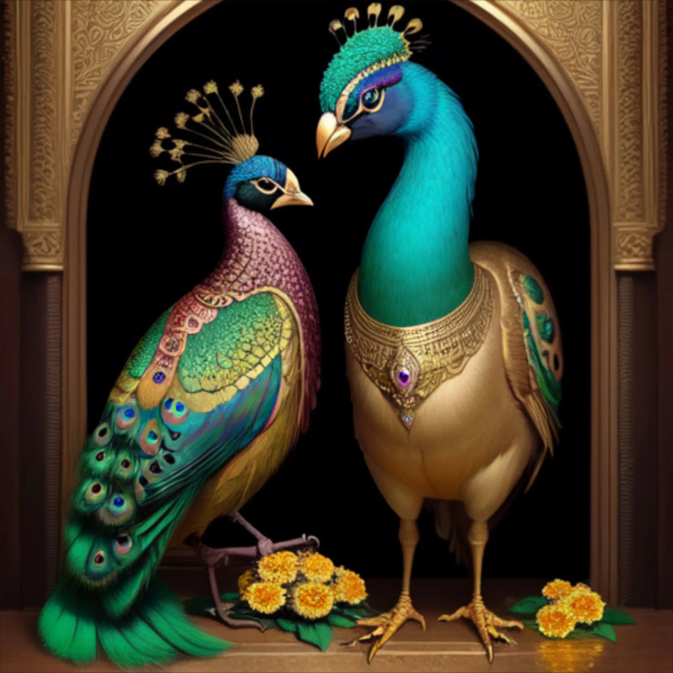 Peacock100 (PRT-9087-103676) - Canvas Art Print - 24in X 24in