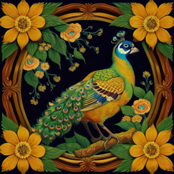 Peacock114 (PRT-9087-103690) - Canvas Art Print - 24in X 24in