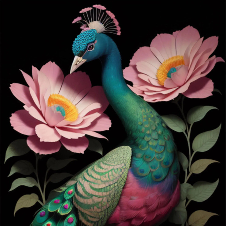 Peacock57 (PRT-9087-103633) - Canvas Art Print - 24in X 24in