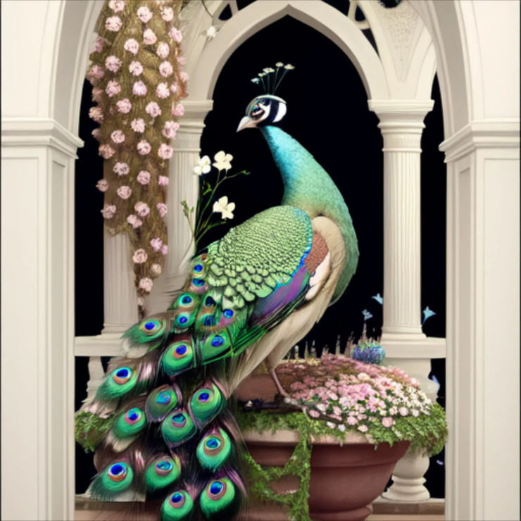 Peacock74 (PRT-9087-103650) - Canvas Art Print - 24in X 24in