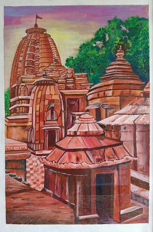 Temples (ART-8077-103708) - Handpainted Art Painting - 16in X 24in