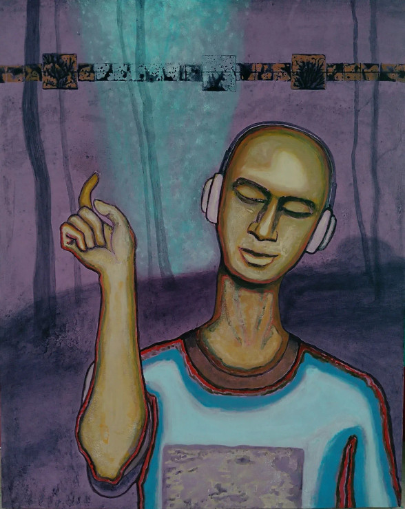 Midnight Song (ART-8091-103731) - Handpainted Art Painting - 24in X 30in