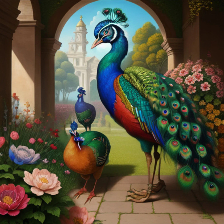 Peacock128 (PRT-9087-103781) - Canvas Art Print - 24in X 24in