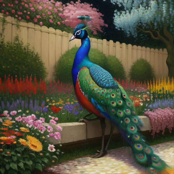 Peacock134 (PRT-9087-103787) - Canvas Art Print - 24in X 24in