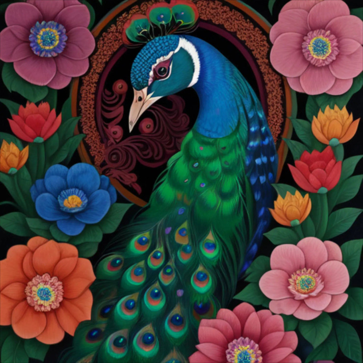 Peacock157 (PRT-9087-103810) - Canvas Art Print - 24in X 24in