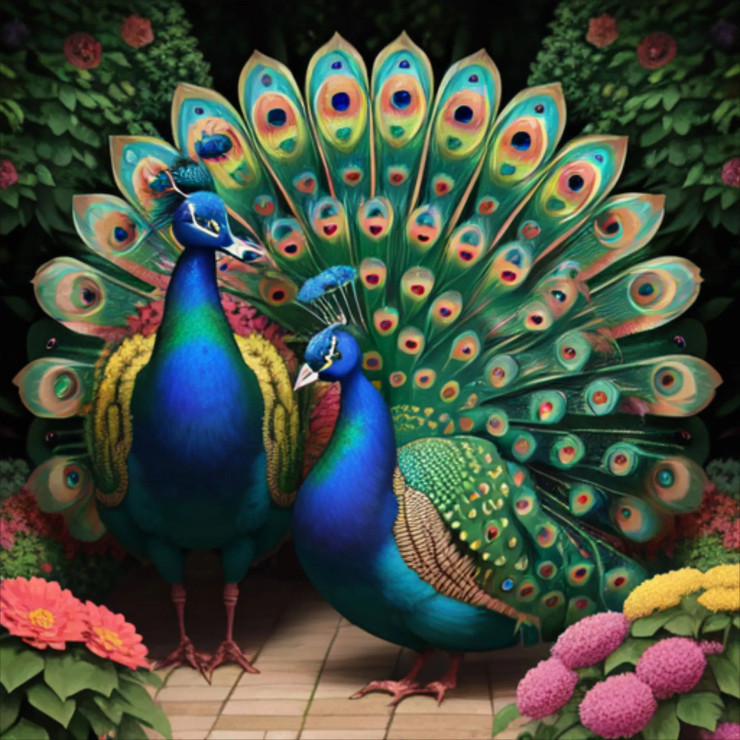 Peacock146 (PRT-9087-103799) - Canvas Art Print - 24in X 24in