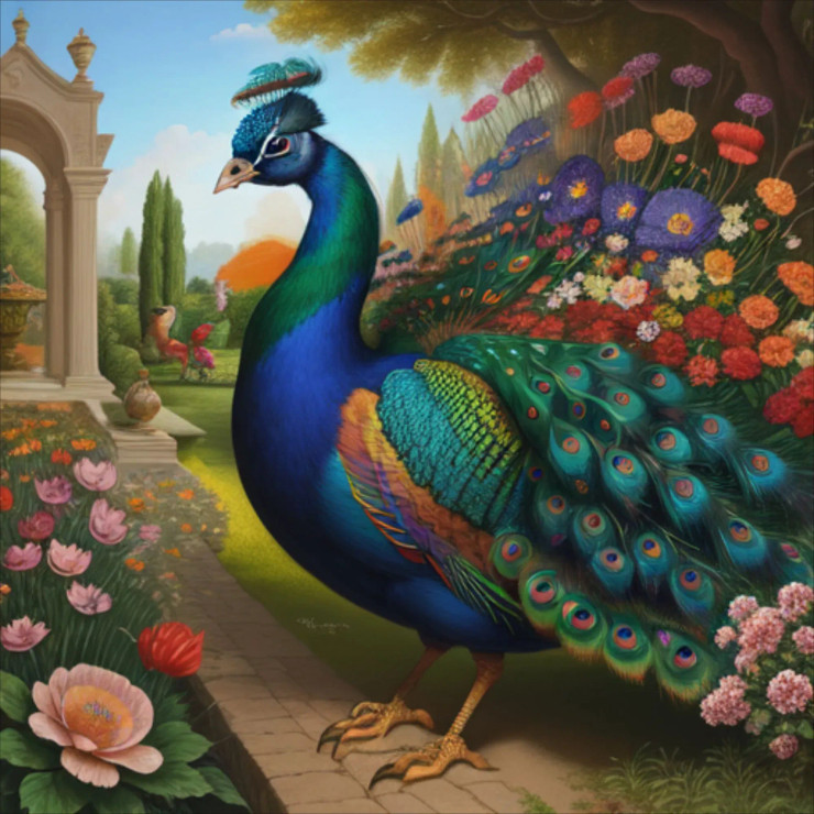 Peacock125 (PRT-9087-103778) - Canvas Art Print - 24in X 24in