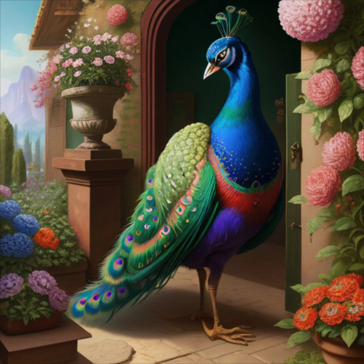 Peacock127 (PRT-9087-103780) - Canvas Art Print - 24in X 24in