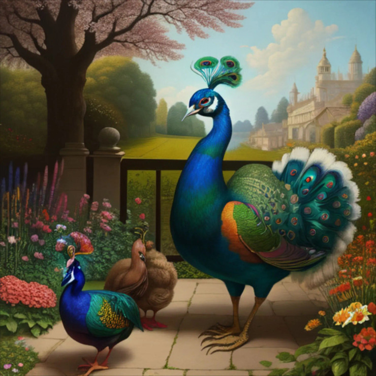 Peacock126 (PRT-9087-103779) - Canvas Art Print - 24in X 24in
