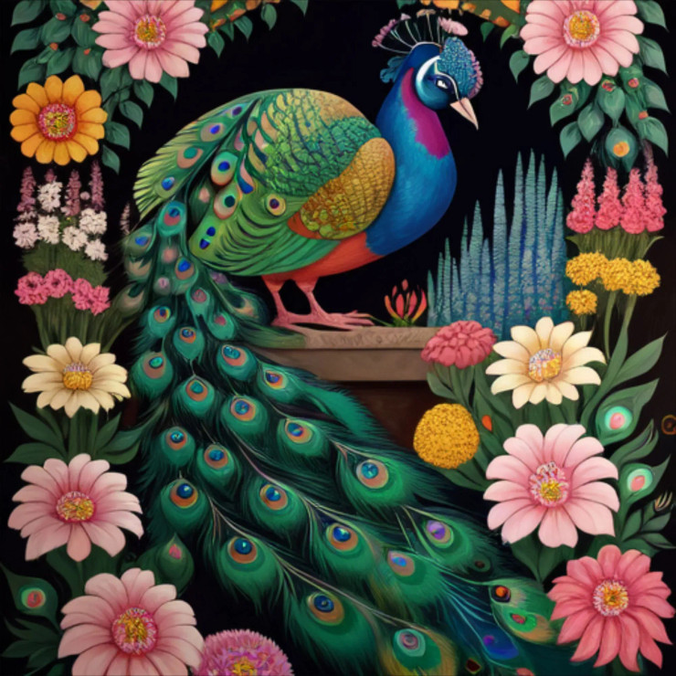 Peacock142 (PRT-9087-103795) - Canvas Art Print - 24in X 24in