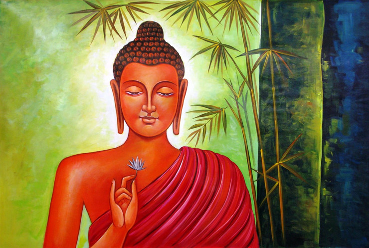 Metta - The Unconditional Kindness  - 36in X 24in,RAJEAR24_3624,Acrylic Colors,Buddha,Peace,Meditation,Buddhism  - Buy Paintings online in India