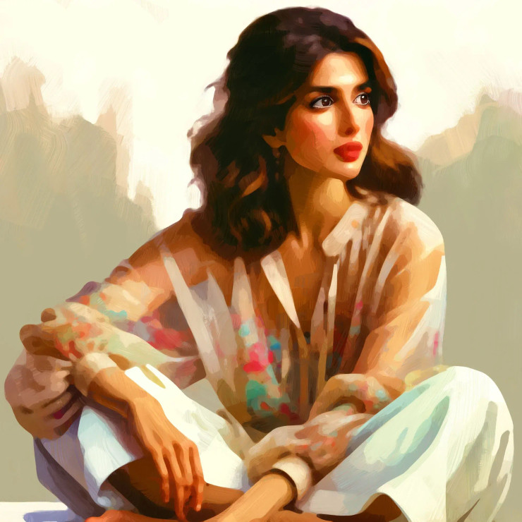 Serene Reflections: A Dreamy Portrait In Pastel Hues (PRT-15697-103992) - Canvas Art Print - 60in X 60in