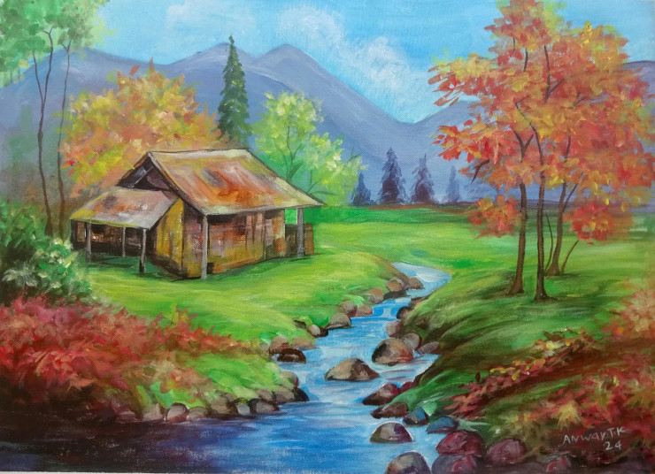 Small House (PRT-15898-103995) - Canvas Art Print - 18in X 13in