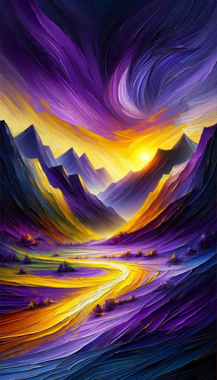 Harmony Of Dawn: A Serene Blend Of Purple And Yellow In Abstract (PRT-15697-104067) - Canvas Art Print - 24in X 42in