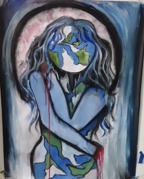 Save Earth (ART-15914-104178) - Handpainted Art Painting - 10in X 10in