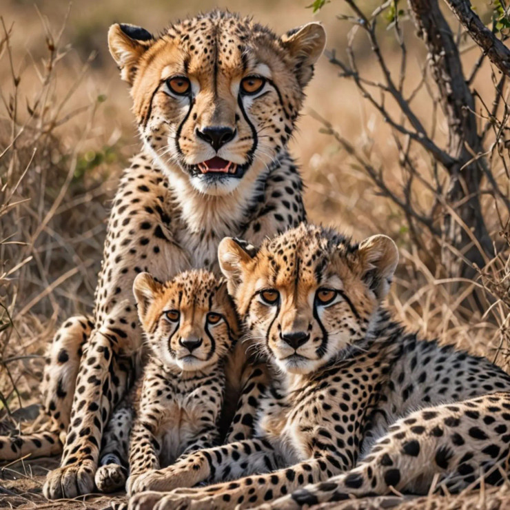 Meet The Cute Cheetahs (PRT-15676-104232) - Canvas Art Print - 18in X 18in