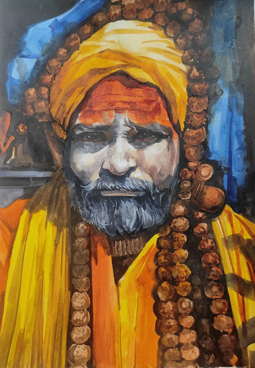 Aghori Baba (PRT-7901-104247) - Canvas Art Print - 12in X 18in