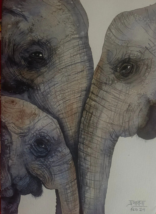 The Family (ART-8183-104213) - Handpainted Art Painting - 10in X 14in