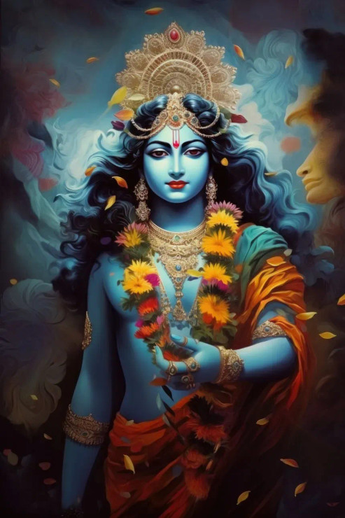 Krishna 8 (PRT-7809-104474) - Canvas Art Print - 8in X 12in