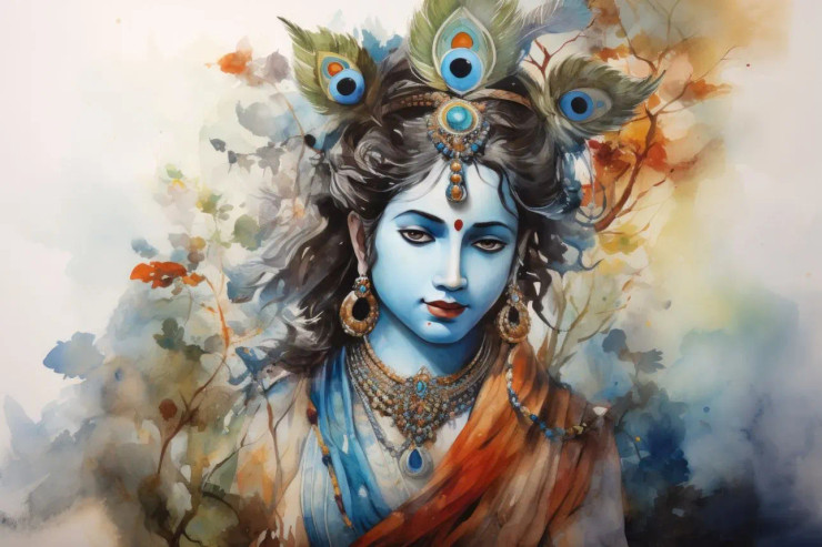 Krishna 6 (PRT-7809-104472) - Canvas Art Print - 12in X 8in