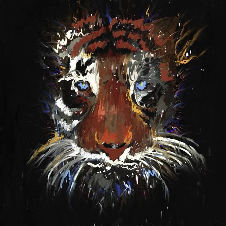 Energizing Tiger: A Symbol Of Bravery And Prosperity (ART-3053-104490) - Handpainted Art Painting - 24in X 24in