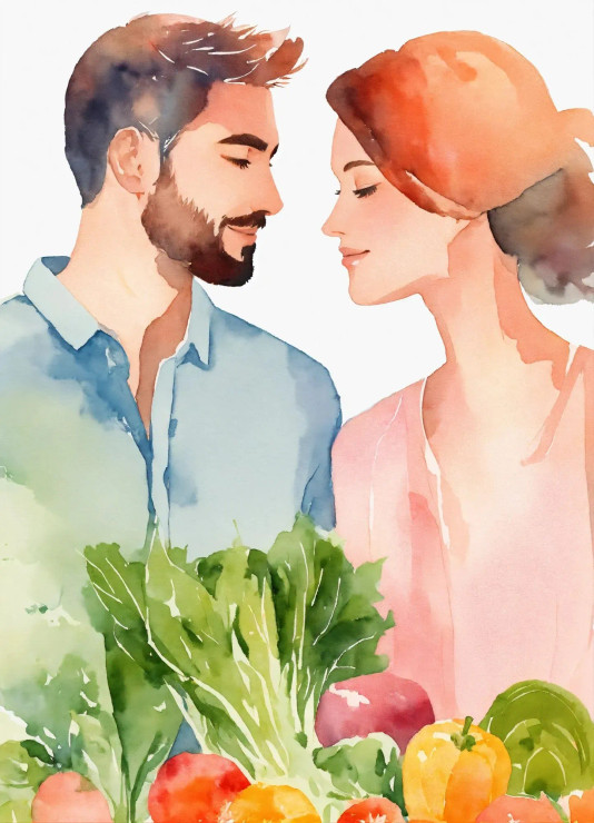 Veg Love 4 (PRT-8991-104636) - Canvas Art Print - 43in X 60in