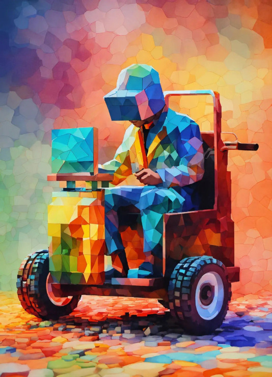 Cubism Robot 2 (PRT-8991-104709) - Canvas Art Print - 43in X 60in