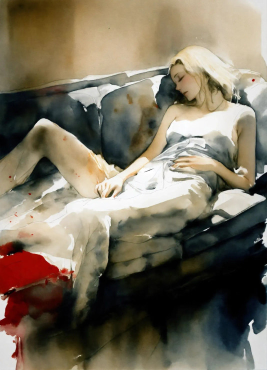 Alone Woman (PRT-8991-104562) - Canvas Art Print - 43in X 60in