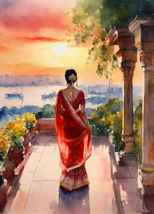 Indian Bride 2 (PRT-8991-104615) - Canvas Art Print - 43in X 60in