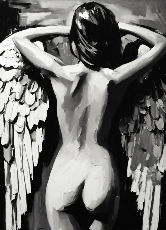 Angel Wings Nude (PRT-8991-104567) - Canvas Art Print - 43in X 60in