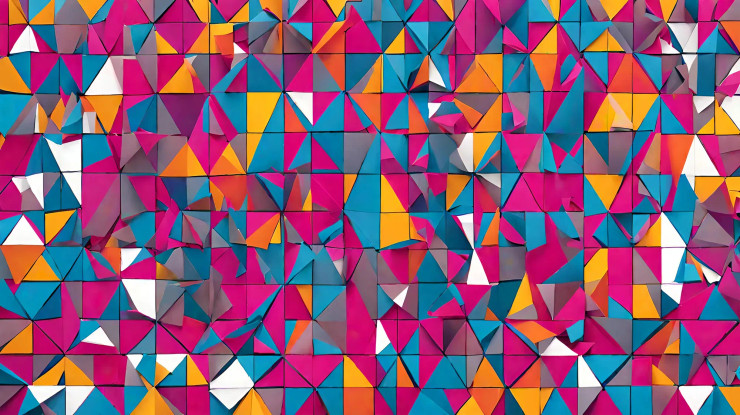 Kaleidoscopic Origami Mosaic (PRT-8907-104821) - Canvas Art Print - 24in X 13in