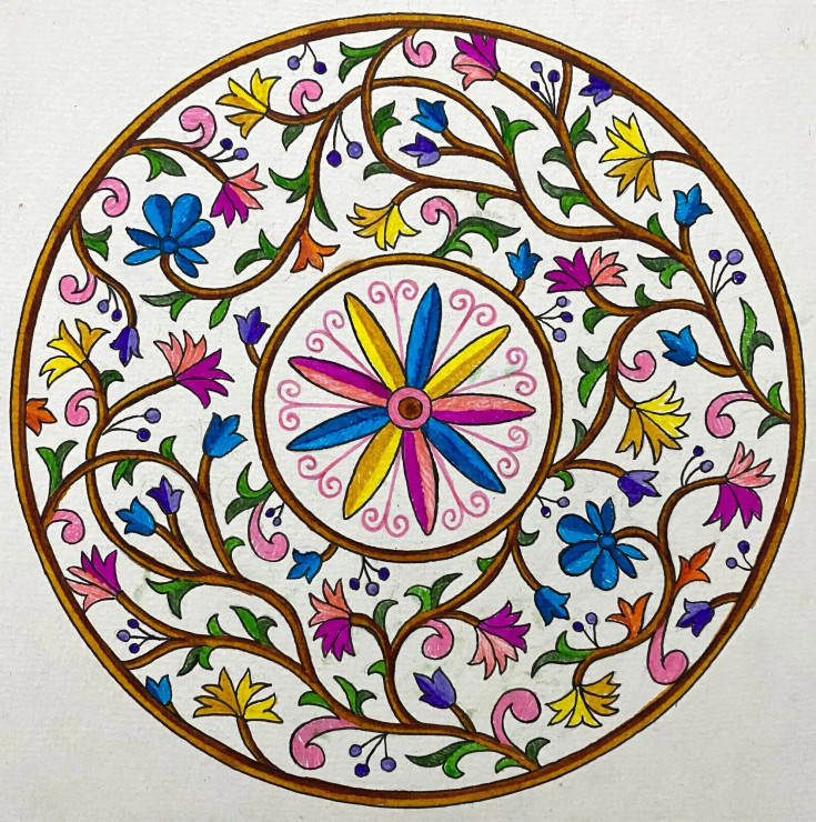 Namda Mandala (ART-15599-104518) - Handpainted Art Painting - 8in X 8in