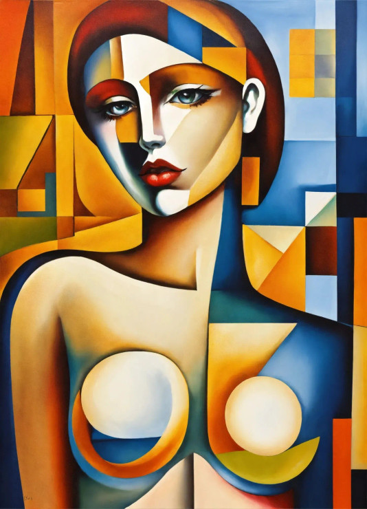 Woman Cubism 2 (PRT-8991-104937) - Canvas Art Print - 43in X 60in