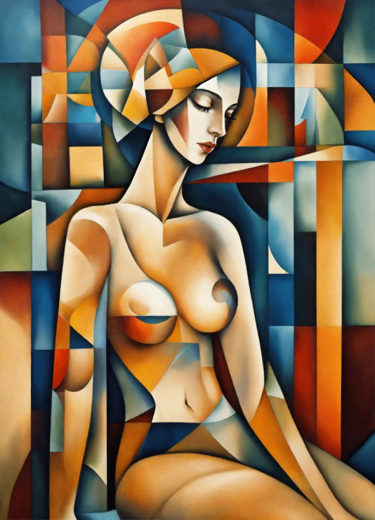 Woman Cubism 3 (PRT-8991-104938) - Canvas Art Print - 43in X 60in