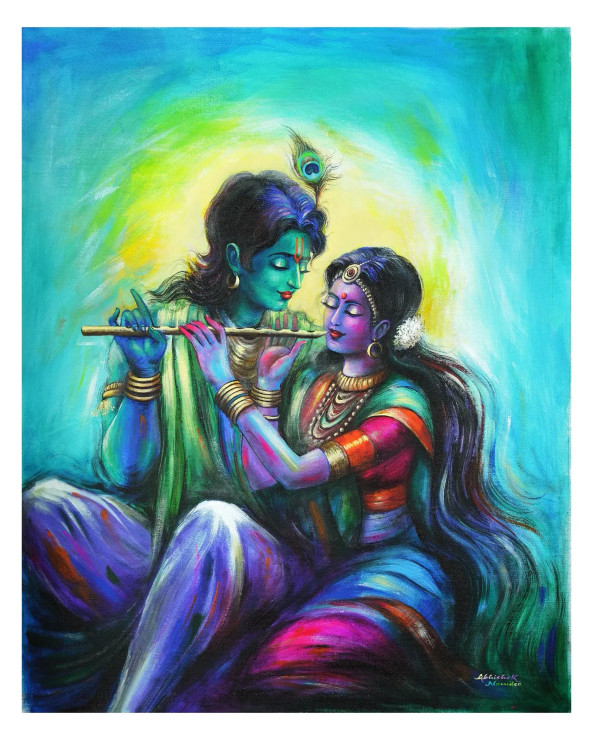 Radhakrishna 2 (PRT-3512-104973) - Canvas Art Print - 24in X 30in