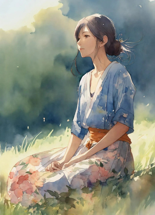 Waiting Girl 3 (PRT-8991-104928) - Canvas Art Print - 43in X 60in