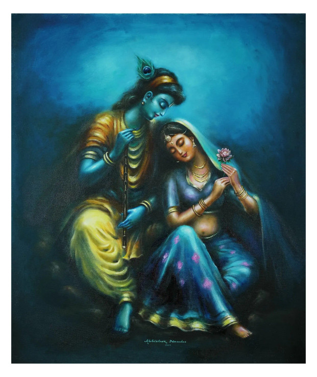 Radhakrishna 1 (PRT-3512-104972) - Canvas Art Print - 25in X 30in