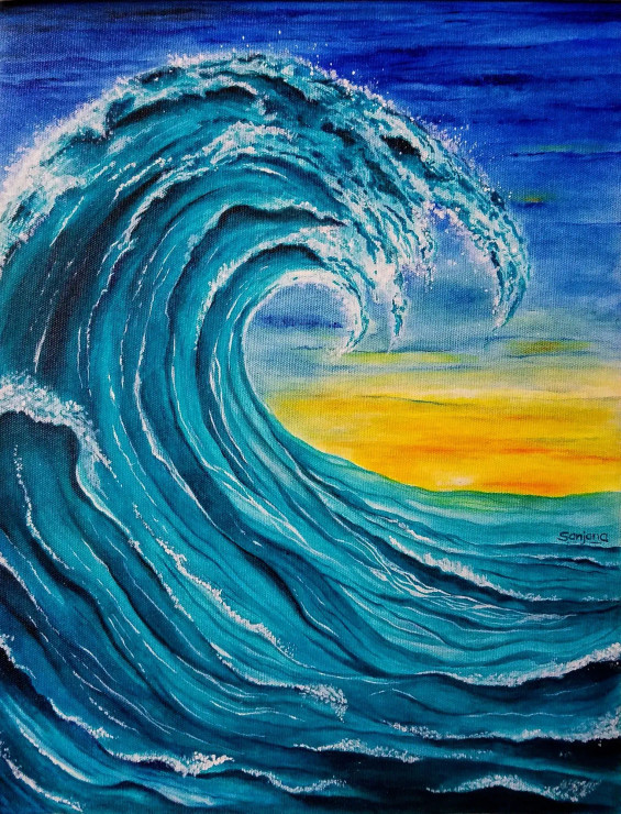Chasing Waves (ART-8714-104967) - Handpainted Art Painting - 14in X 18in