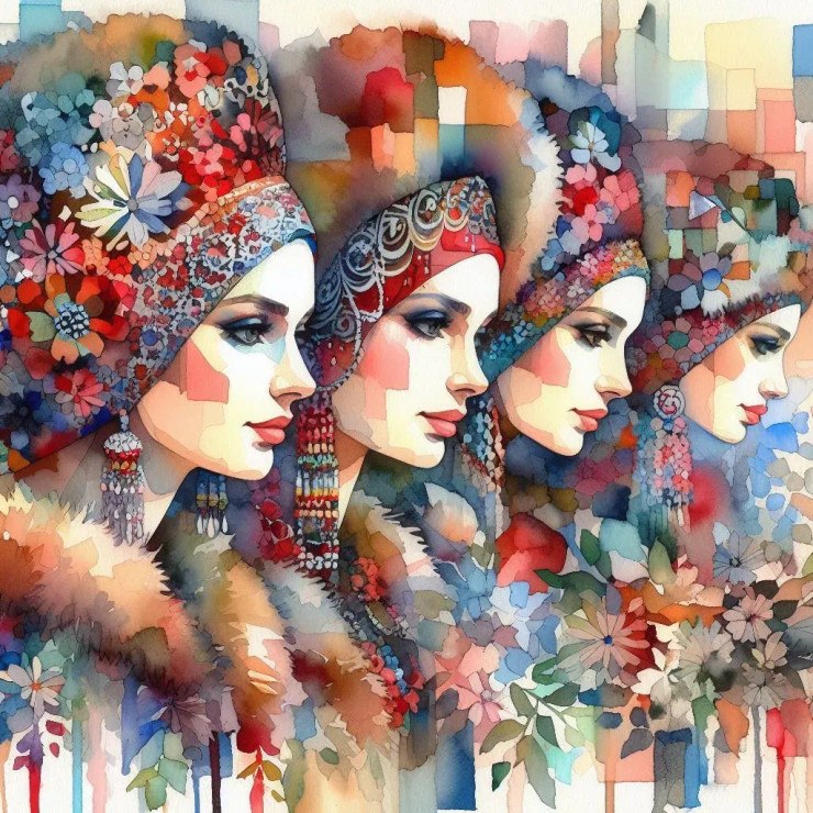 Modern Woman Abstract 12 (PRT-8991-105027) - Canvas Art Print - 60in X 60in