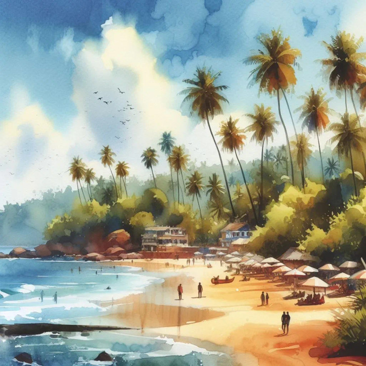 Beach Coconut (PRT-8991-105012) - Canvas Art Print - 60in X 60in