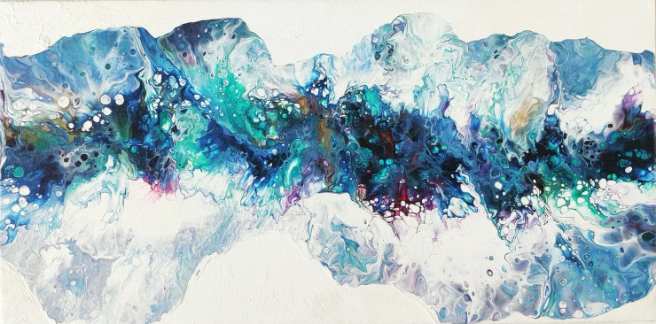 Emeralds And Pearls (ART-811-104979) - Handpainted Art Painting - 24in X 12in