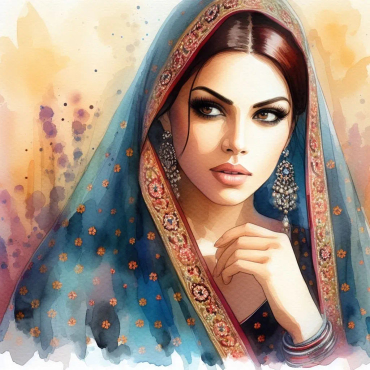 Indian Girl 2 (PRT-8991-105242) - Canvas Art Print - 60in X 60in