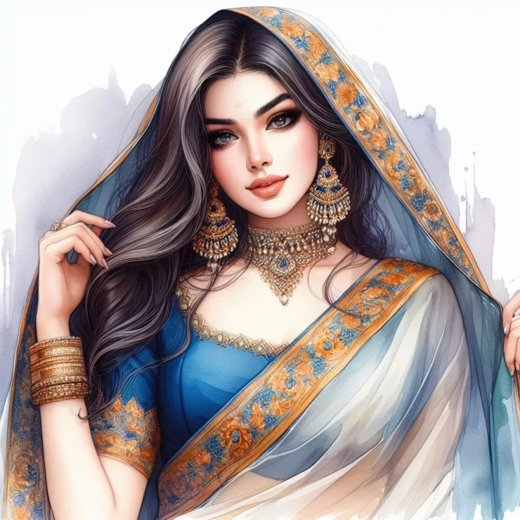 Indian Girl 6 (PRT-8991-105246) - Canvas Art Print - 60in X 60in