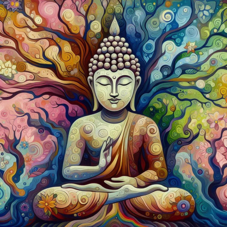 Buddha 16 (PRT-8991-105335) - Canvas Art Print - 60in X 60in