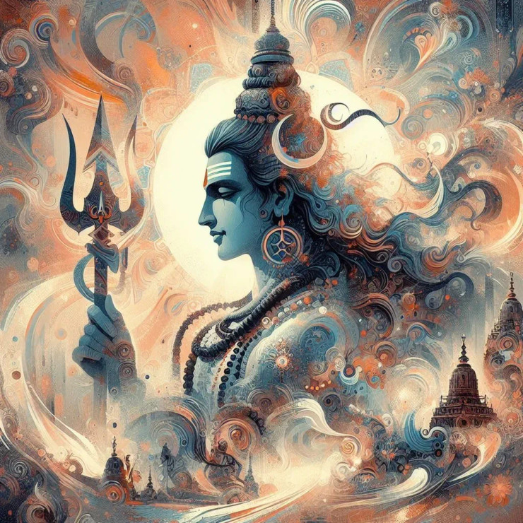 Mahadev 17 (PRT-8991-105393) - Canvas Art Print - 60in X 60in